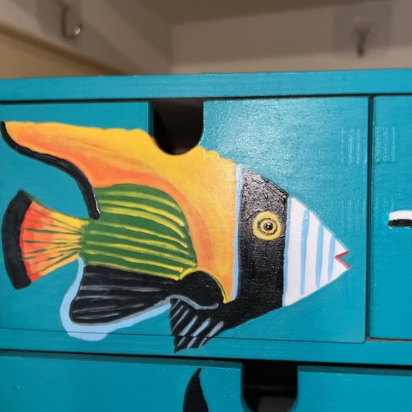 Hand painted multi drawer wood box